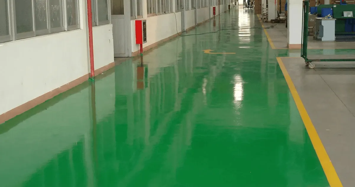 A factory floor professionally covered and marked with epoxy flooring in Fort Worth, TX